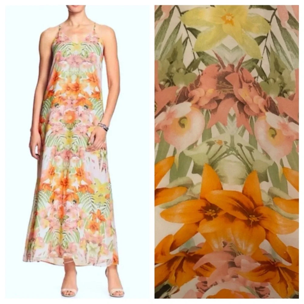 Banana Republic Sleeveless Tropical Maxi dress 16348
